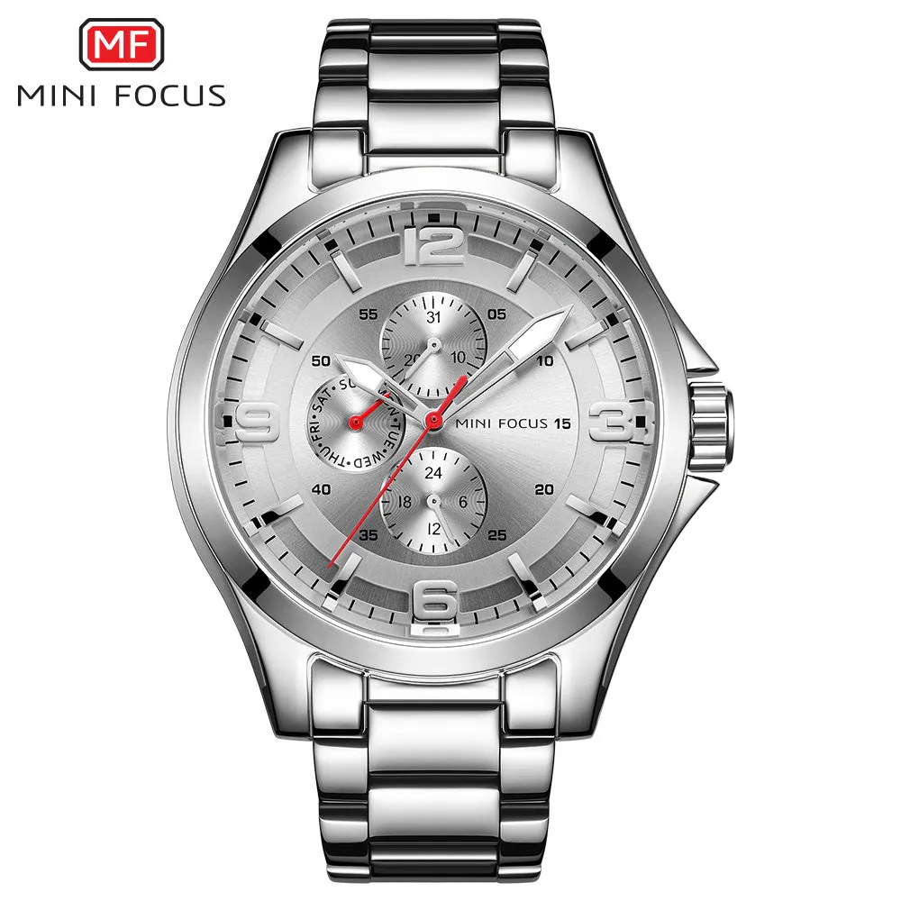 Mini Focus Men's Quartz  Casual Weekday Date Stainless Steel Strap  Watch