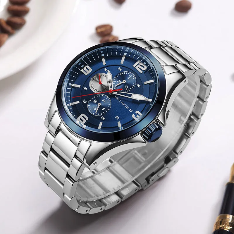 Mini Focus Men's Quartz  Casual Weekday Date Stainless Steel Strap  Watch
