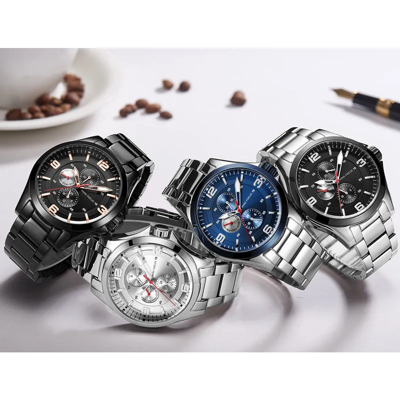 Mini Focus Men's Quartz  Casual Weekday Date Stainless Steel Strap  Watch