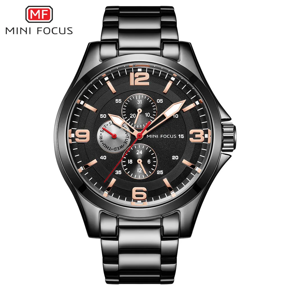 Mini Focus Men's Quartz  Casual Weekday Date Stainless Steel Strap  Watch