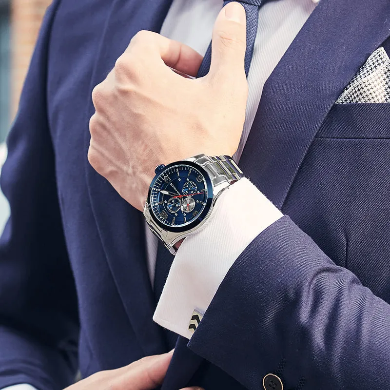 Mini Focus Men's Quartz  Casual Weekday Date Stainless Steel Strap  Watch