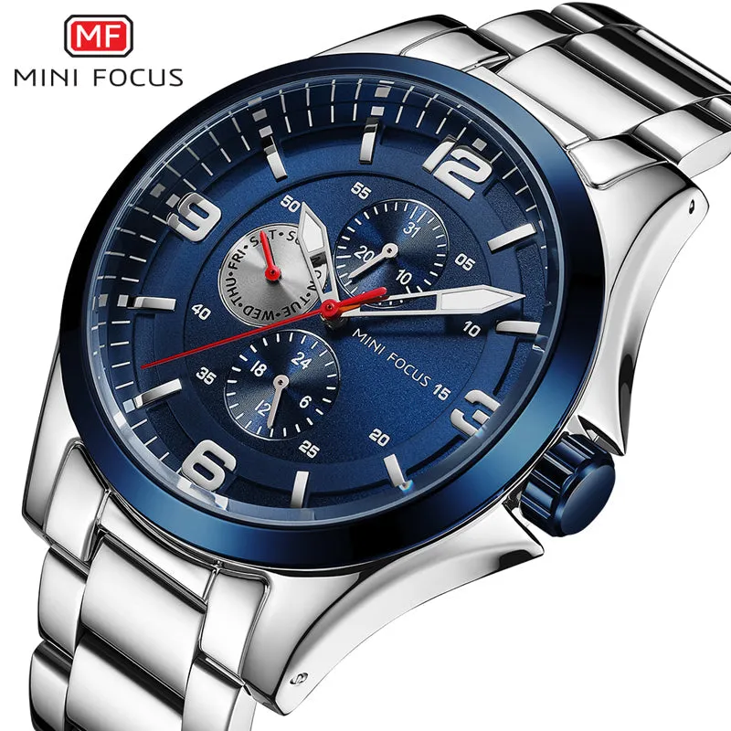 Mini Focus Men's Quartz  Casual Weekday Date Stainless Steel Strap  Watch