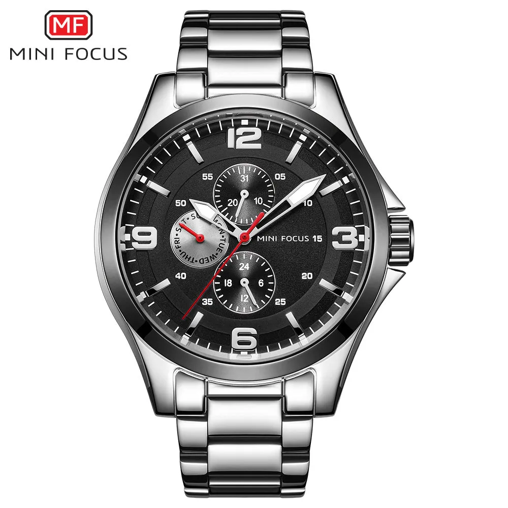 Mini Focus Men's Quartz  Casual Weekday Date Stainless Steel Strap  Watch