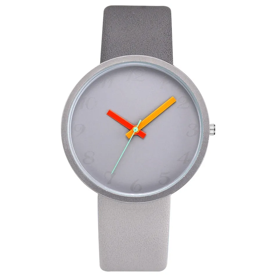 Minimalist Contrast Colour PU Leather Watch