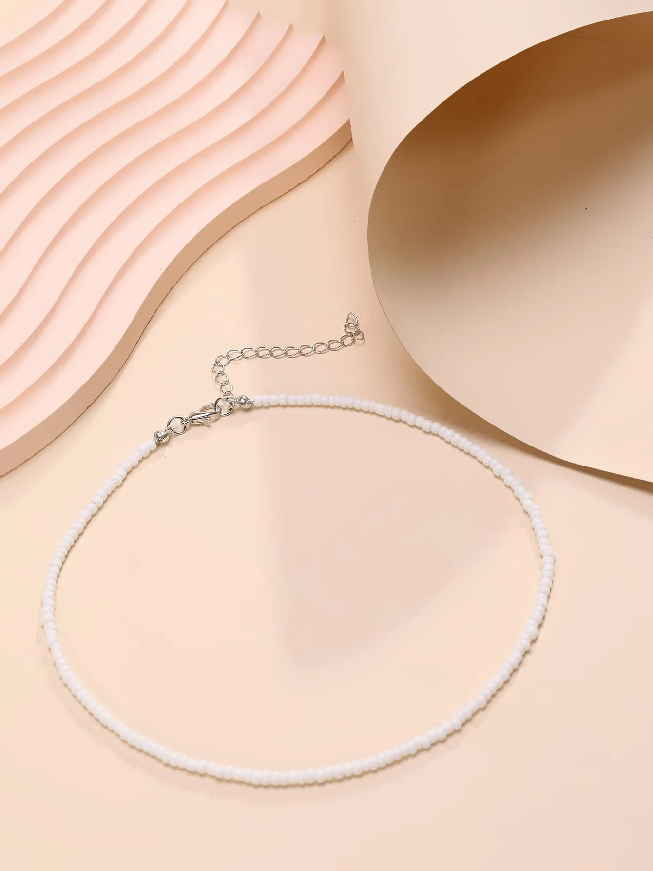 Minimalist White Beaded Necklace for Women Girls Accessories Jewelry Gifts Gift