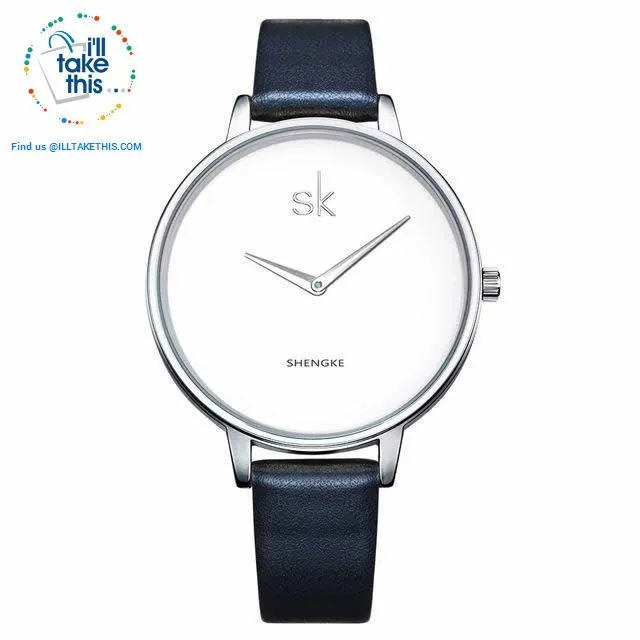Minimalist Women's Round Wrist Watch in Gold or Silver