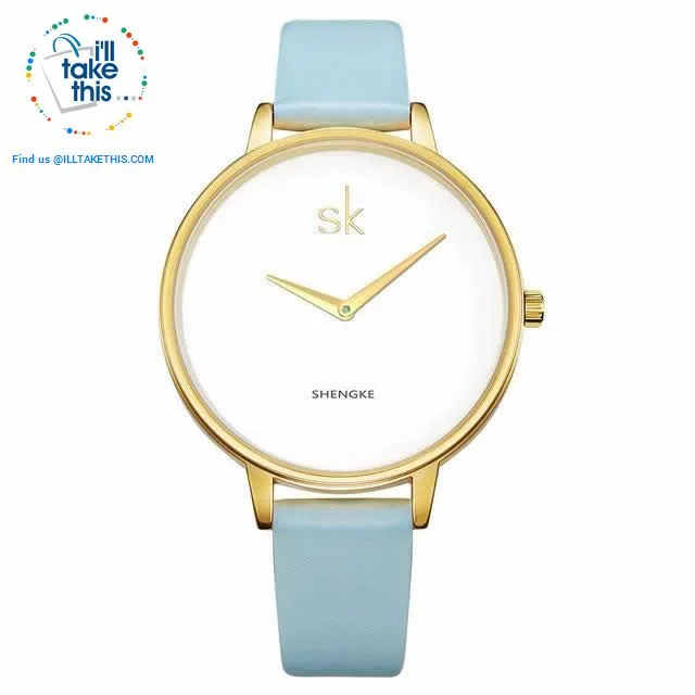 Minimalist Women's Round Wrist Watch in Gold or Silver