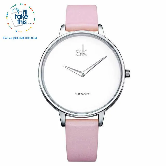 Minimalist Women's Round Wrist Watch in Gold or Silver