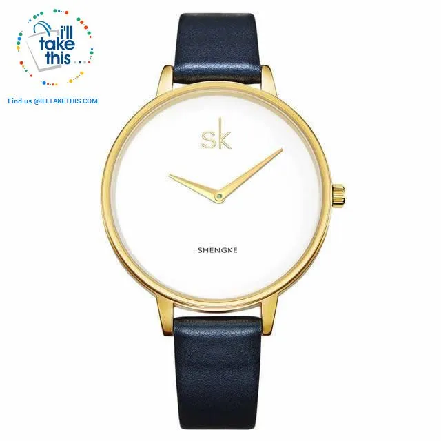 Minimalist Women's Round Wrist Watch in Gold or Silver