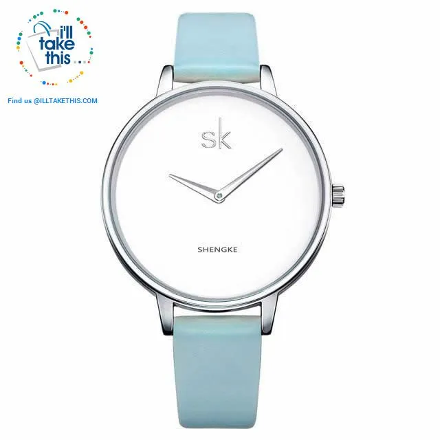 Minimalist Women's Round Wrist Watch in Gold or Silver