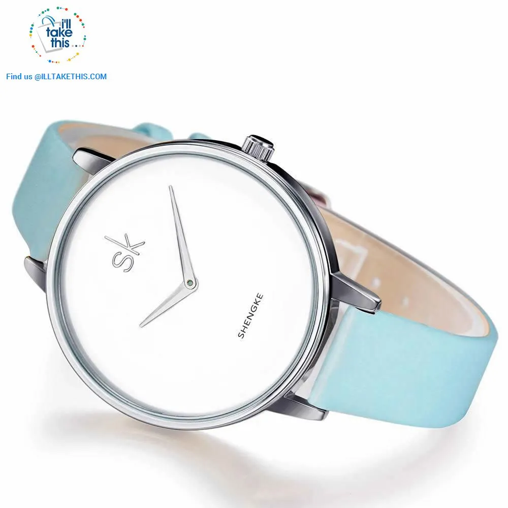 Minimalist Women's Round Wrist Watch in Gold or Silver