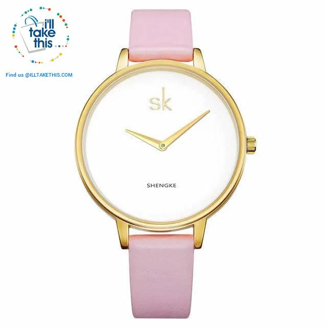 Minimalist Women's Round Wrist Watch in Gold or Silver