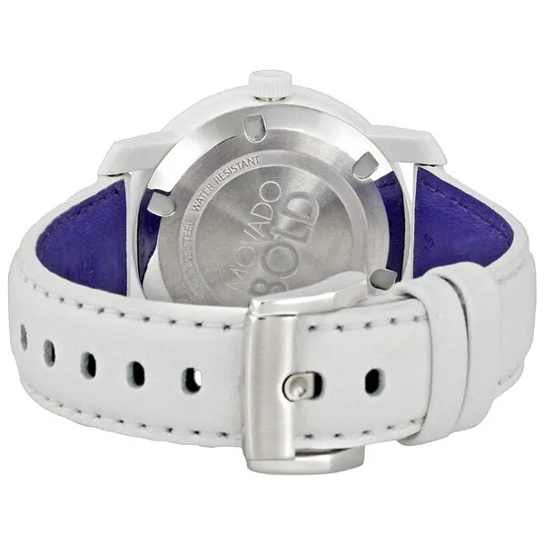 Movado Bold White Dial Leather Strap Unisex Watch 3600020