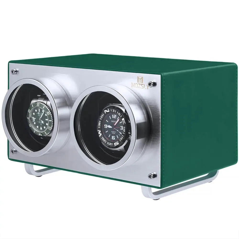 MOZSLY® Double Watch Winder - Green Leather