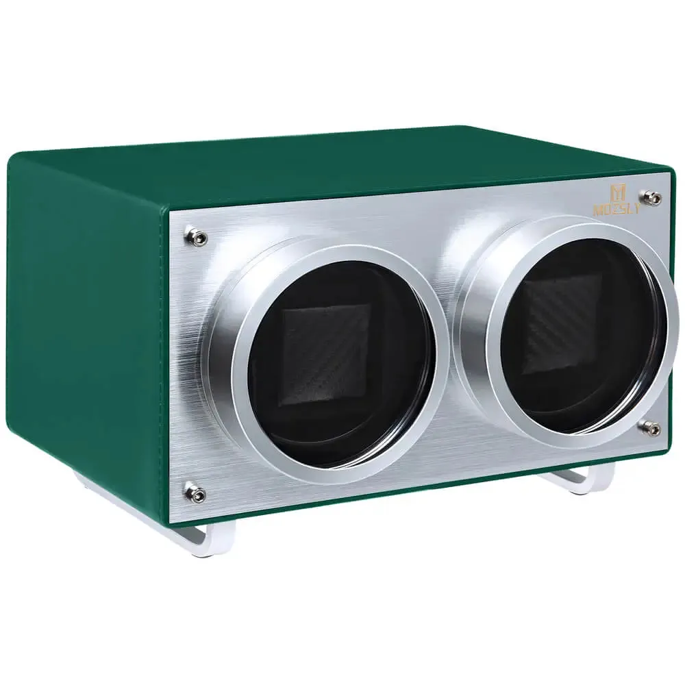 MOZSLY® Double Watch Winder - Green Leather