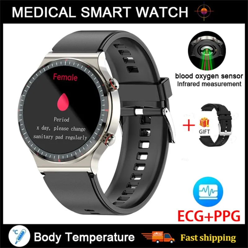 NEW Medical Grade Health Monitoring PPG   ECG Men Women Smart Watch Men Heart Rate Blood Oxygen Monitor Fitness Sport Smartwatch