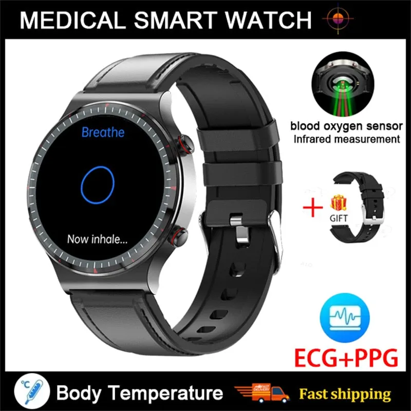 NEW Medical Grade Health Monitoring PPG   ECG Men Women Smart Watch Men Heart Rate Blood Oxygen Monitor Fitness Sport Smartwatch