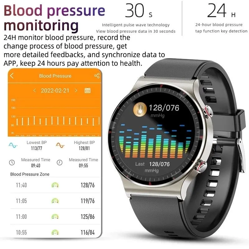 NEW Medical Grade Health Monitoring PPG   ECG Men Women Smart Watch Men Heart Rate Blood Oxygen Monitor Fitness Sport Smartwatch