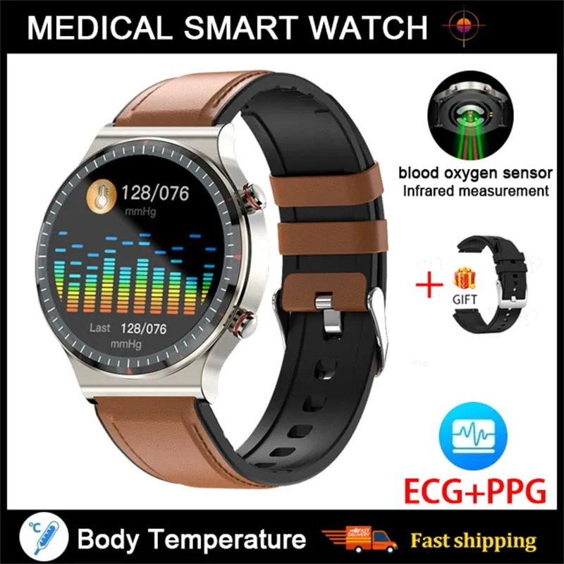NEW Medical Grade Health Monitoring PPG   ECG Men Women Smart Watch Men Heart Rate Blood Oxygen Monitor Fitness Sport Smartwatch