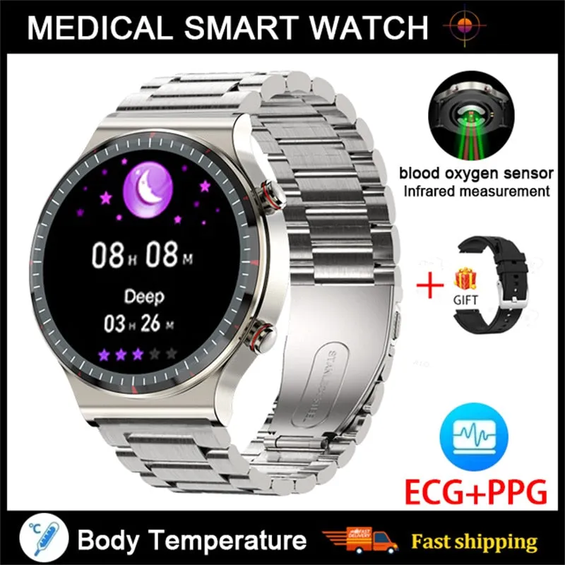 NEW Medical Grade Health Monitoring PPG   ECG Men Women Smart Watch Men Heart Rate Blood Oxygen Monitor Fitness Sport Smartwatch