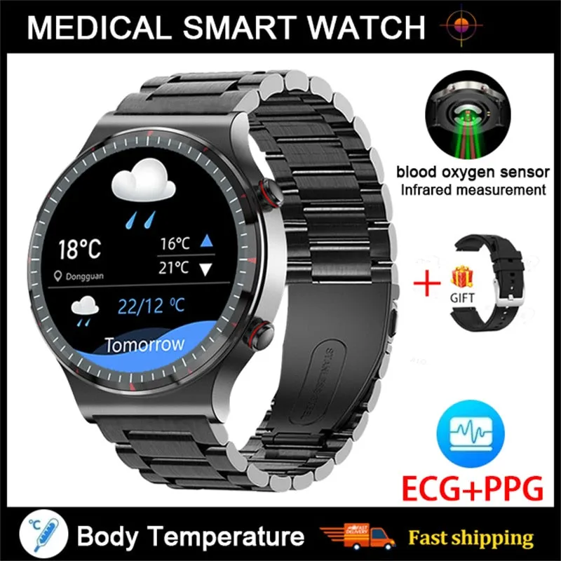 NEW Medical Grade Health Monitoring PPG   ECG Men Women Smart Watch Men Heart Rate Blood Oxygen Monitor Fitness Sport Smartwatch
