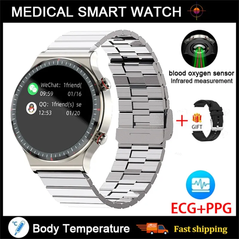 NEW Medical Grade Health Monitoring PPG   ECG Men Women Smart Watch Men Heart Rate Blood Oxygen Monitor Fitness Sport Smartwatch