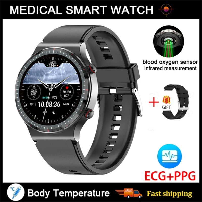 NEW Medical Grade Health Monitoring PPG   ECG Men Women Smart Watch Men Heart Rate Blood Oxygen Monitor Fitness Sport Smartwatch