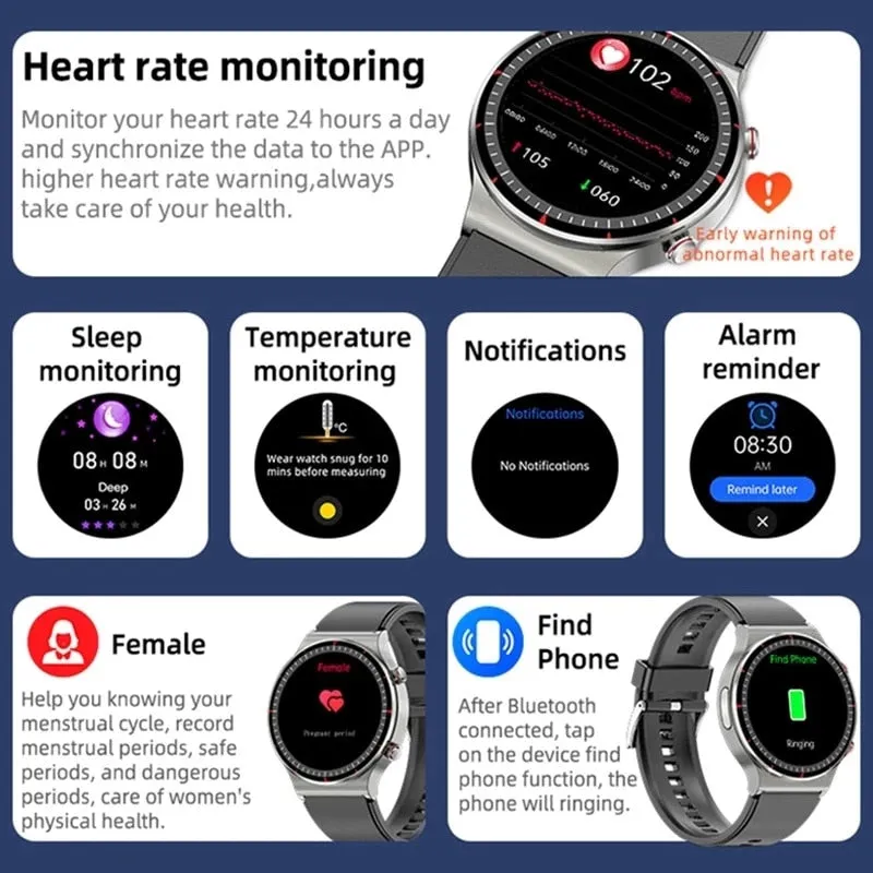 NEW Medical Grade Health Monitoring PPG   ECG Men Women Smart Watch Men Heart Rate Blood Oxygen Monitor Fitness Sport Smartwatch