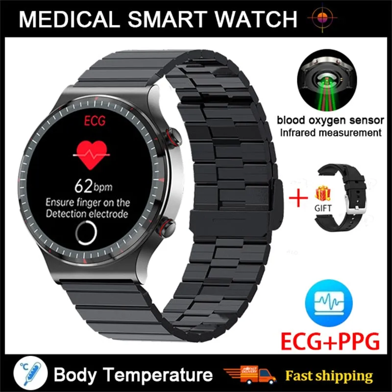 NEW Medical Grade Health Monitoring PPG   ECG Men Women Smart Watch Men Heart Rate Blood Oxygen Monitor Fitness Sport Smartwatch