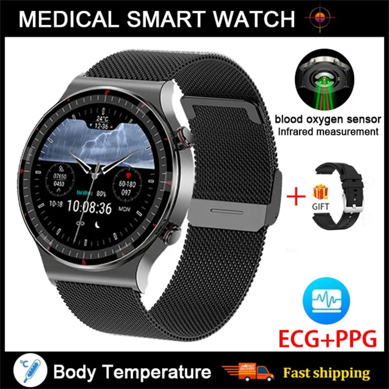 NEW Medical Grade Health Monitoring PPG   ECG Men Women Smart Watch Men Heart Rate Blood Oxygen Monitor Fitness Sport Smartwatch