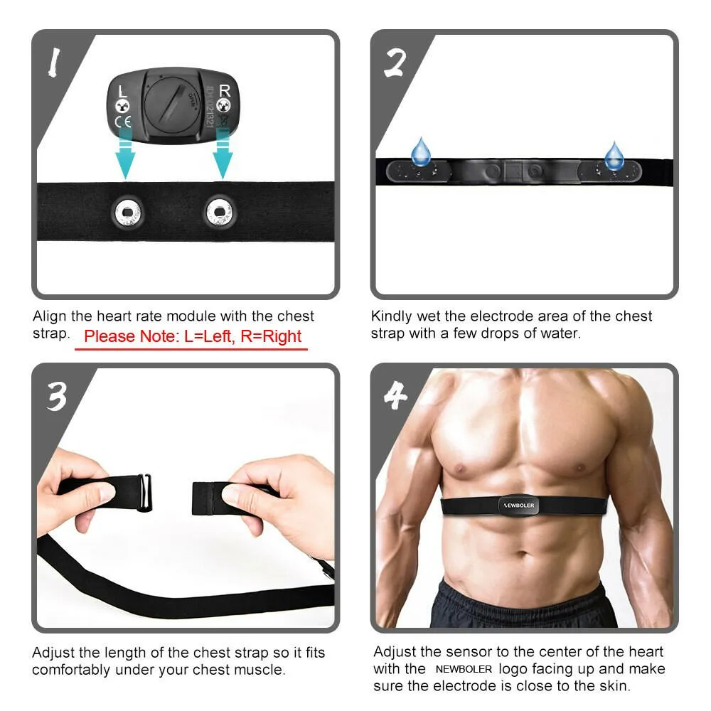 NEWBOLER Heart Rate Sensor Dual Mode ANT Bluetooth With Chest Strap Cycling Computer for Wahoo Garmin Zwift Sports Monitor