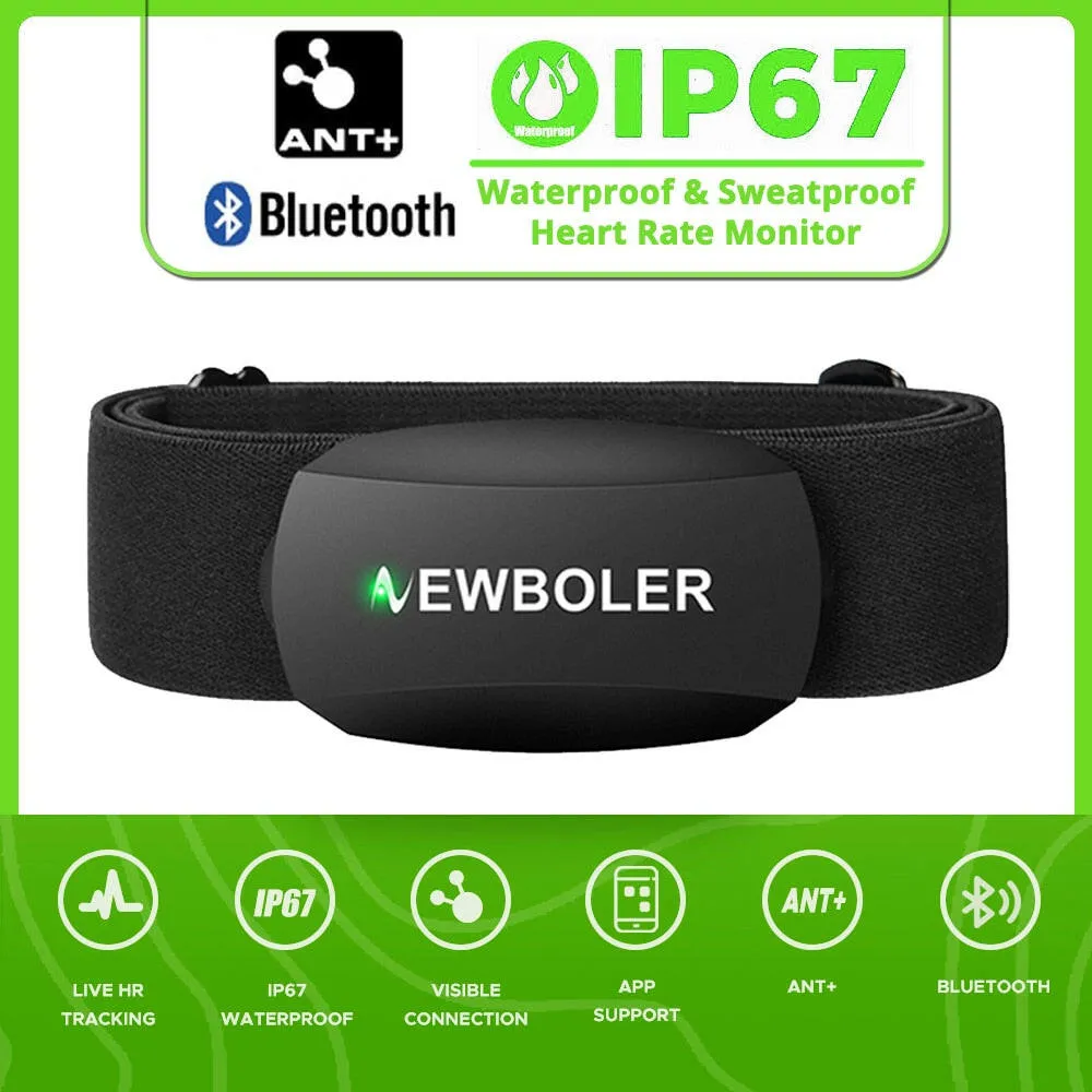 NEWBOLER Heart Rate Sensor Dual Mode ANT Bluetooth With Chest Strap Cycling Computer for Wahoo Garmin Zwift Sports Monitor