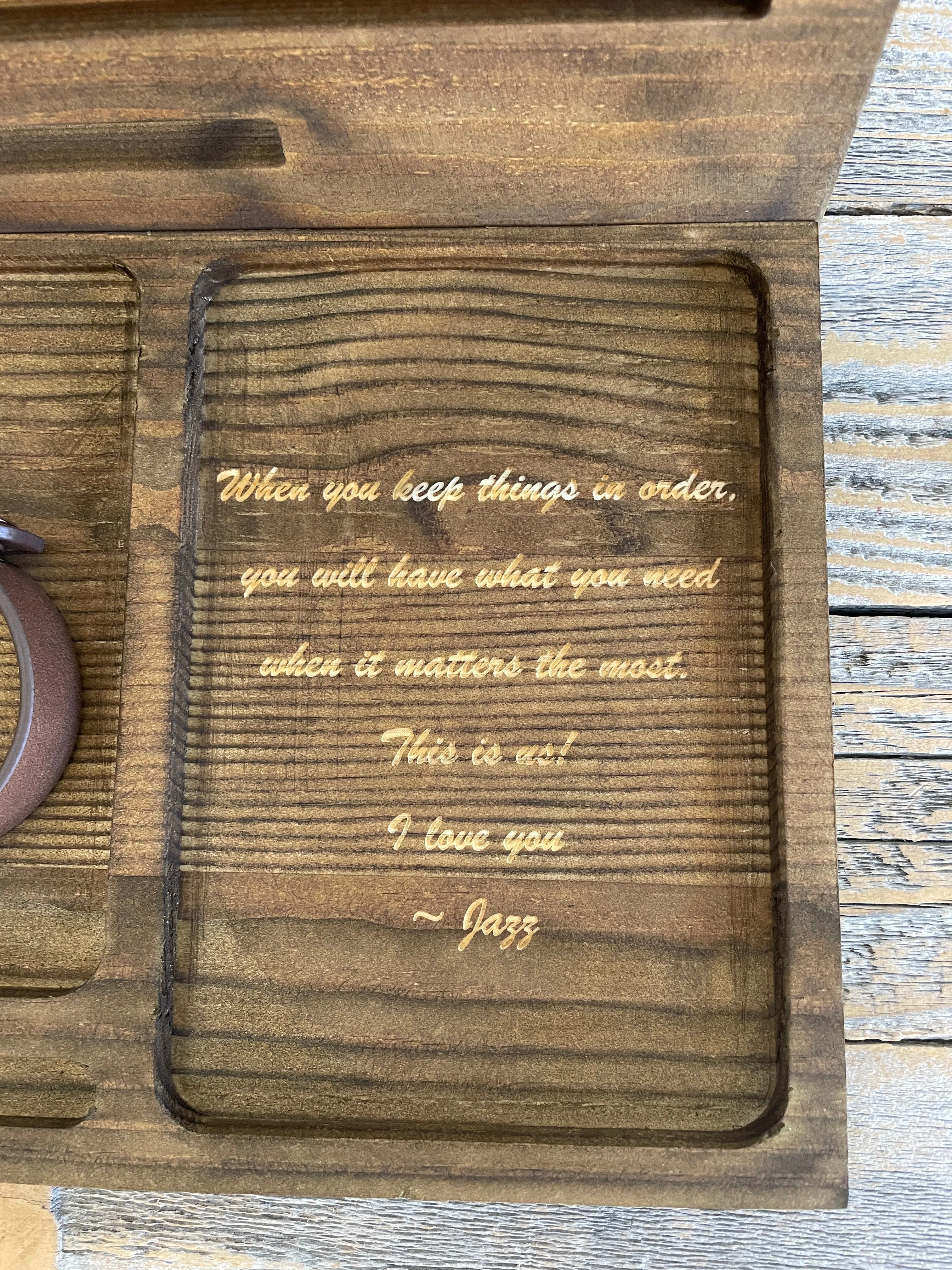 Nightstand Organizer with Custom Message