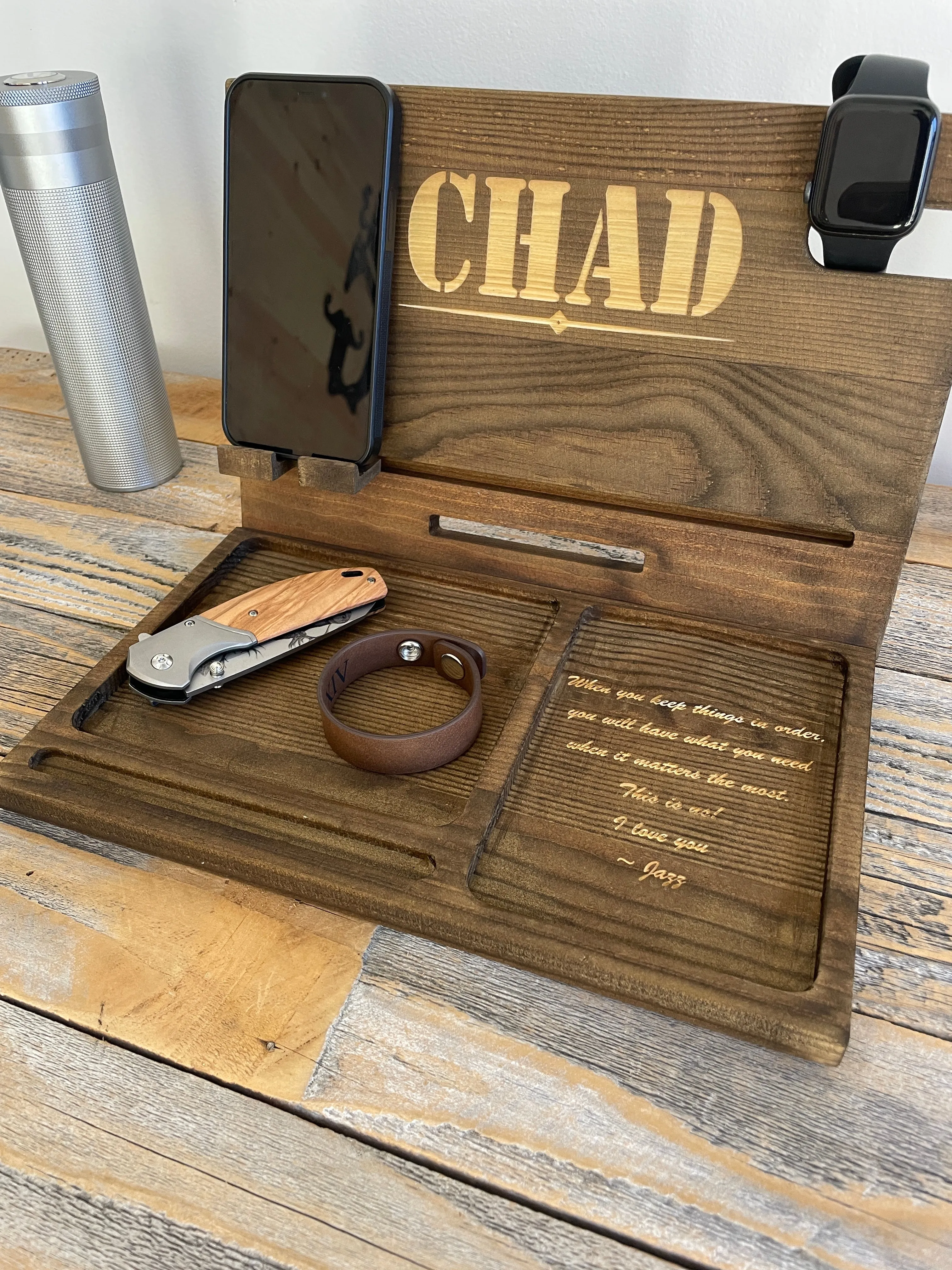 Nightstand Organizer with Custom Message