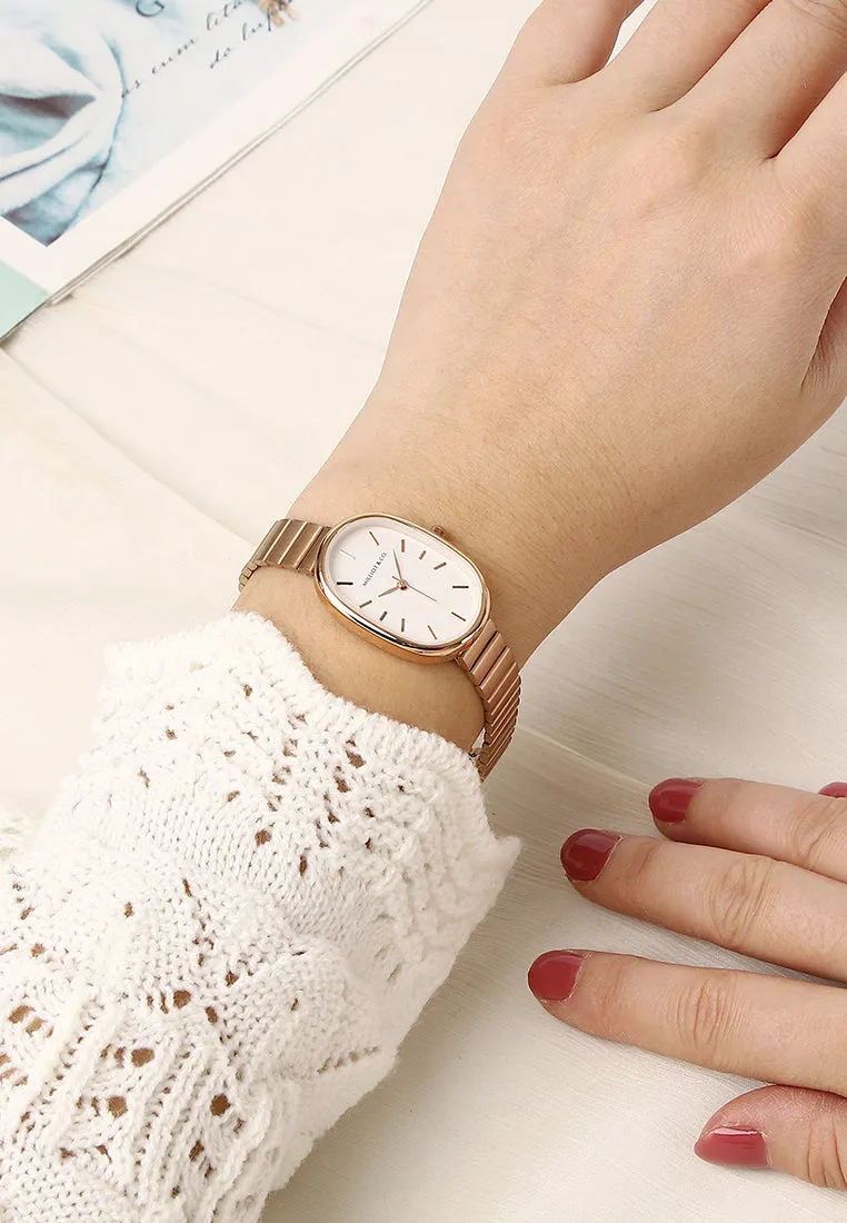 Noelle Rose Gold Stainless Steel Analog Watch (White)