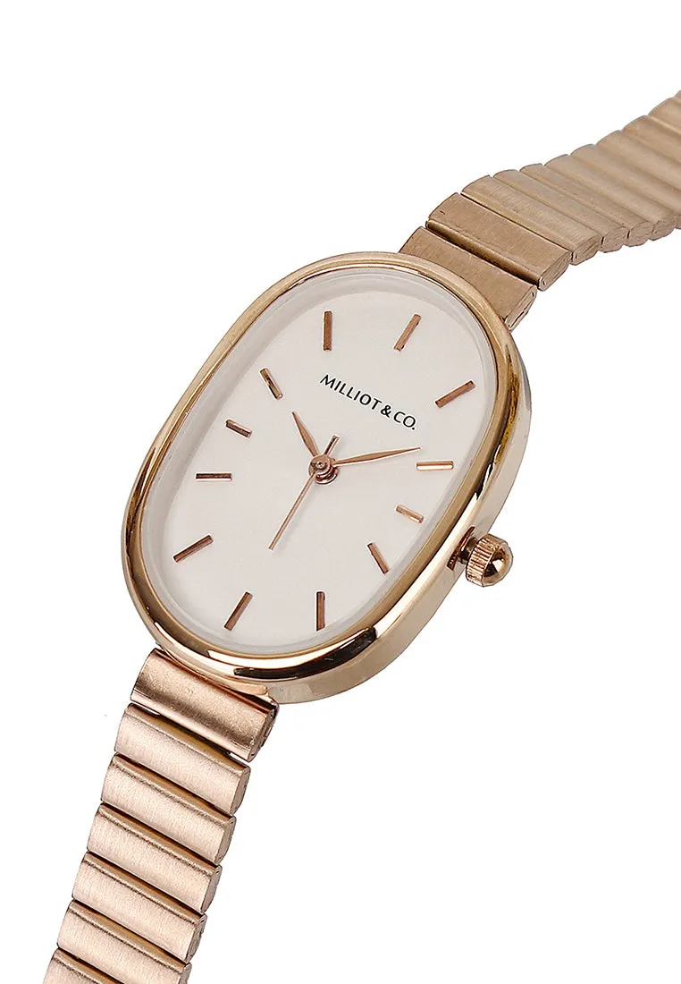 Noelle Rose Gold Stainless Steel Analog Watch (White)