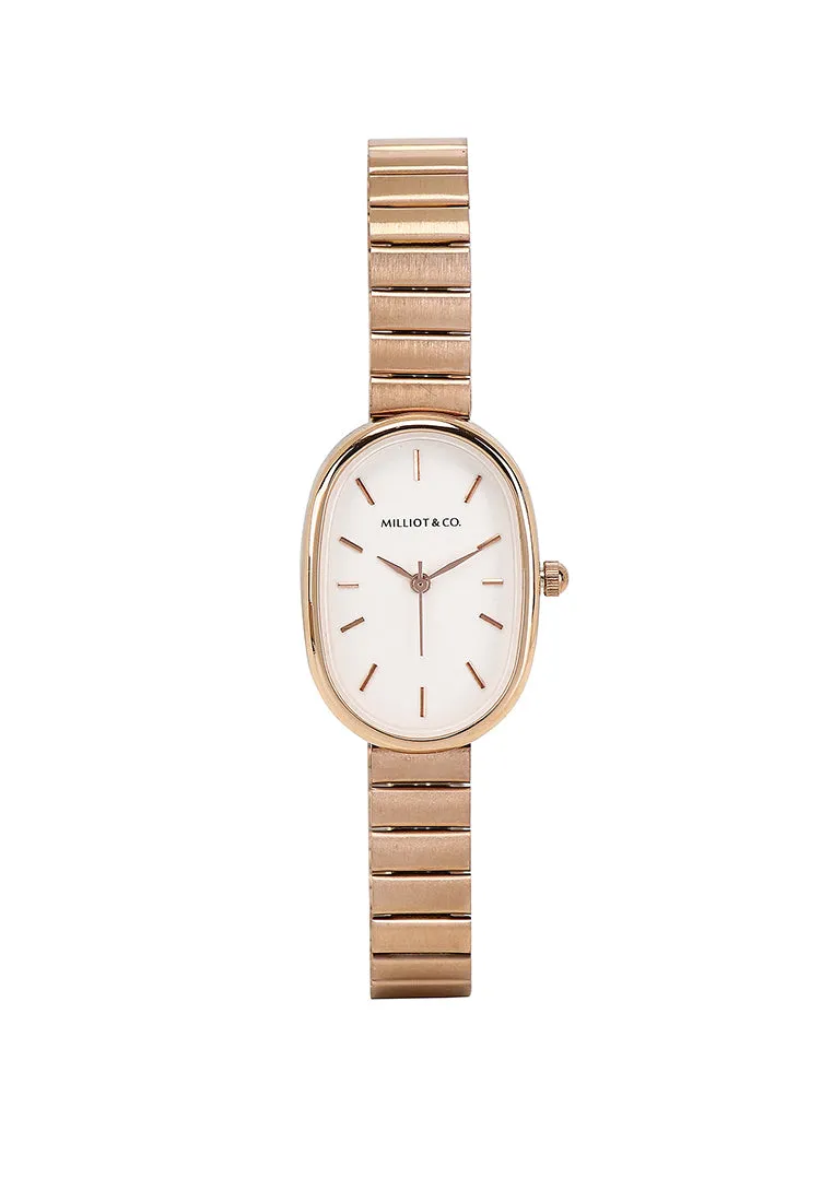 Noelle Rose Gold Stainless Steel Analog Watch (White)