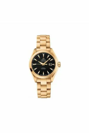omega seamaster aqua terra 34mm 18kt yellow gold ladies watch