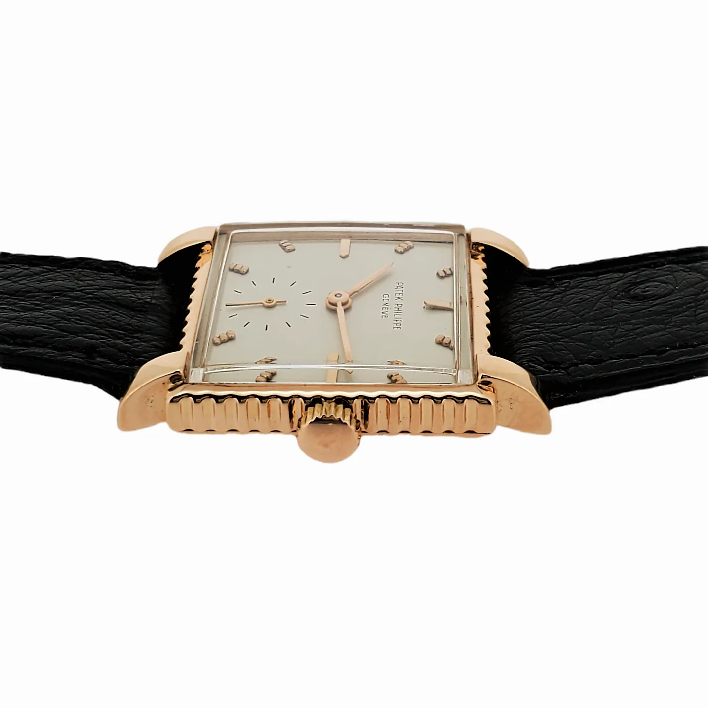 Patek Philippe 2472R; bold squarish shaped case with fluted ribbed Case,  Circa 1951-52