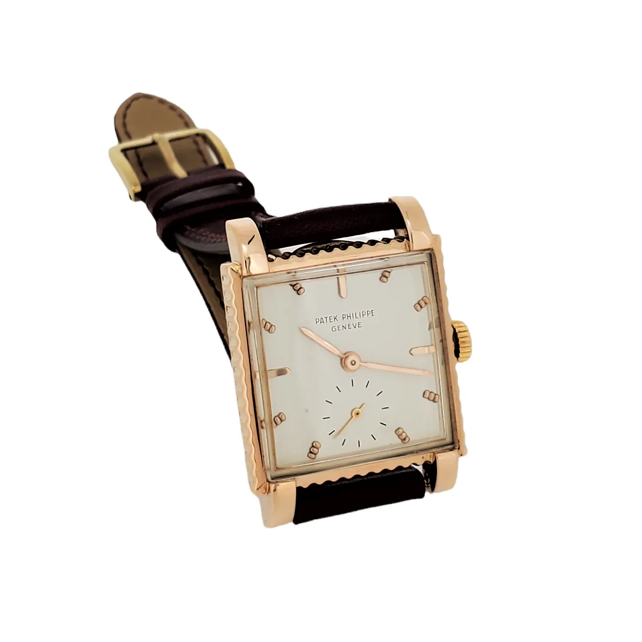Patek Philippe 2472R; bold squarish shaped case with fluted ribbed Case,  Circa 1951-52