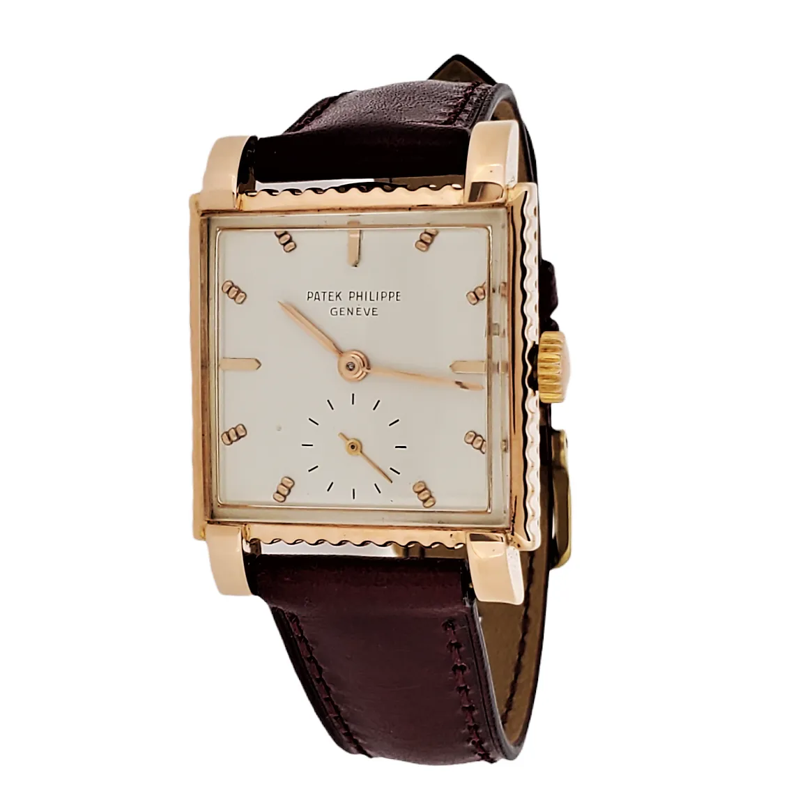 Patek Philippe 2472R; bold squarish shaped case with fluted ribbed Case,  Circa 1951-52