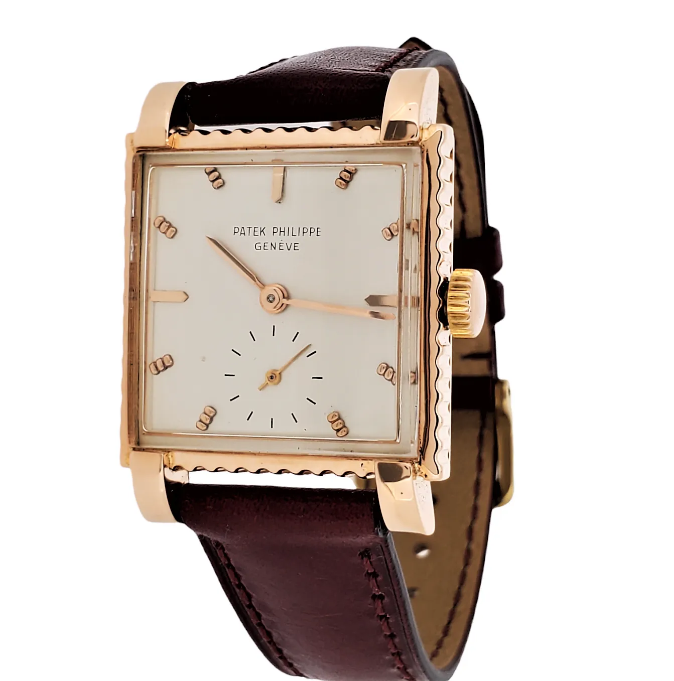 Patek Philippe 2472R; bold squarish shaped case with fluted ribbed Case,  Circa 1951-52