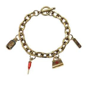 Pharmacist | Medical Toggle Charm Bracelet | 4 Handpainted Charms | Antique Gold or Antique Silver Finish
