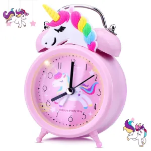 Pink Unicorn Kids Alarm Clock Double Bell Clock with Backlight Cute Desk Clock Home Decoration Будильник Kid Gifts reveil enfant