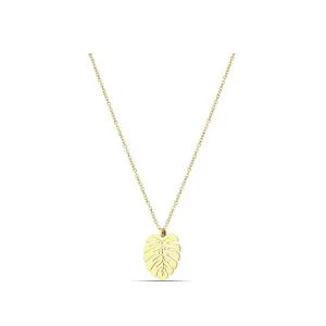 Polo Exchange Small Leaf Charm Pendant Gold Tone Necklace