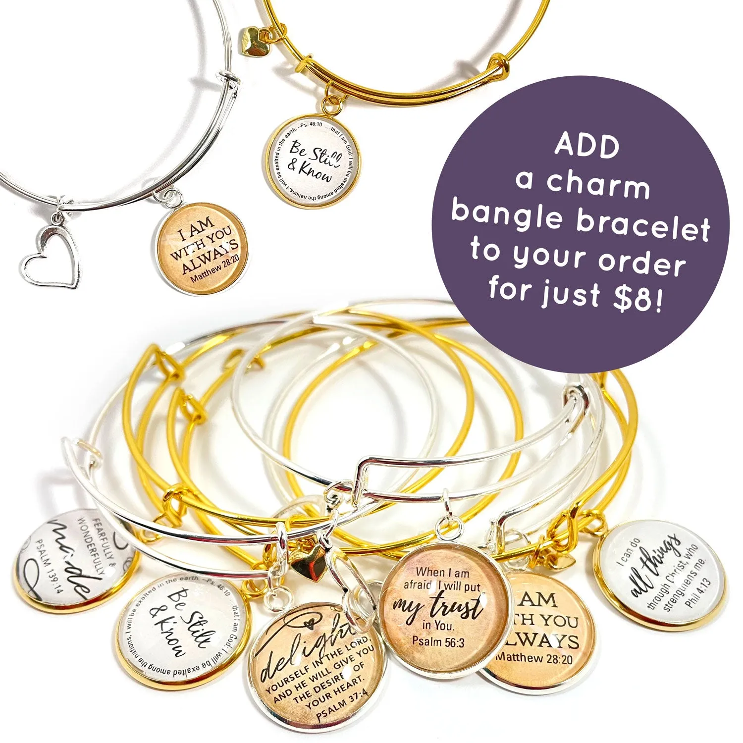 "His Eye is on the Sparrow" – Hymn Silver-Plated Pendant Necklace (2 Sizes) – Add a Matching Charm Bangle!