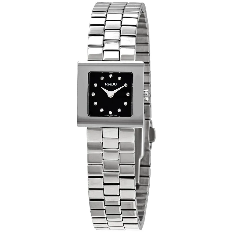 Rado DiaStar Sqaure Quartz Diamond Black Dial Ladies Watch R18682713