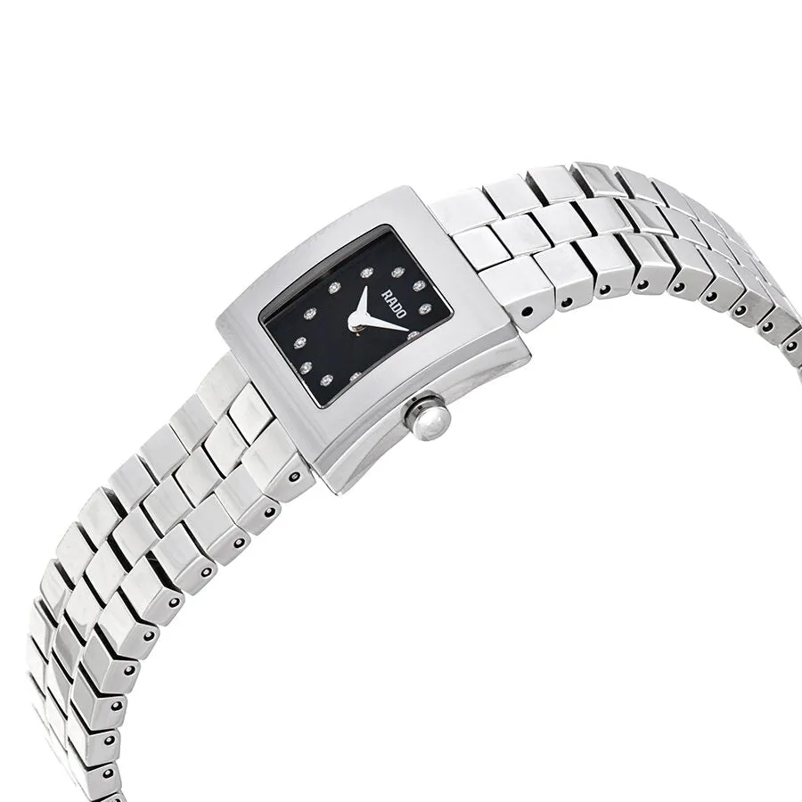 Rado DiaStar Sqaure Quartz Diamond Black Dial Ladies Watch R18682713