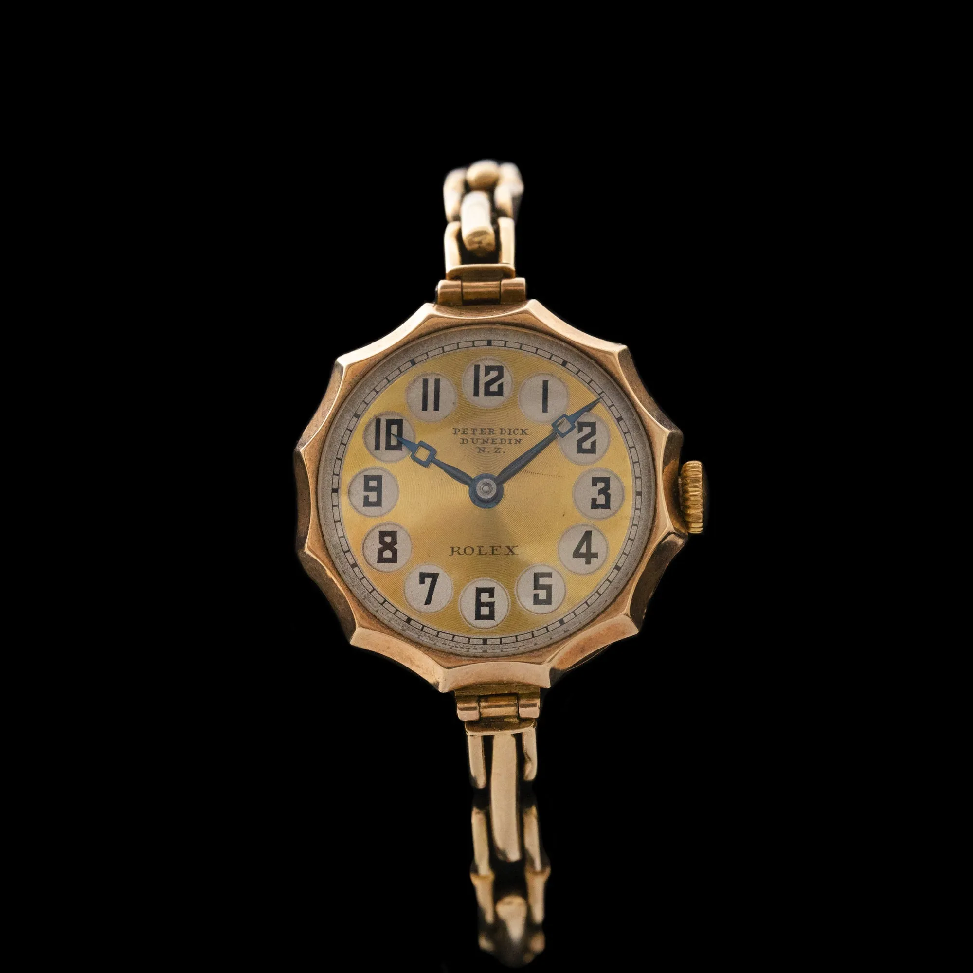 Rolex - 1920's 9kt Gold Cocktail Watch from Dunedin Retailer 'Peter Dick'