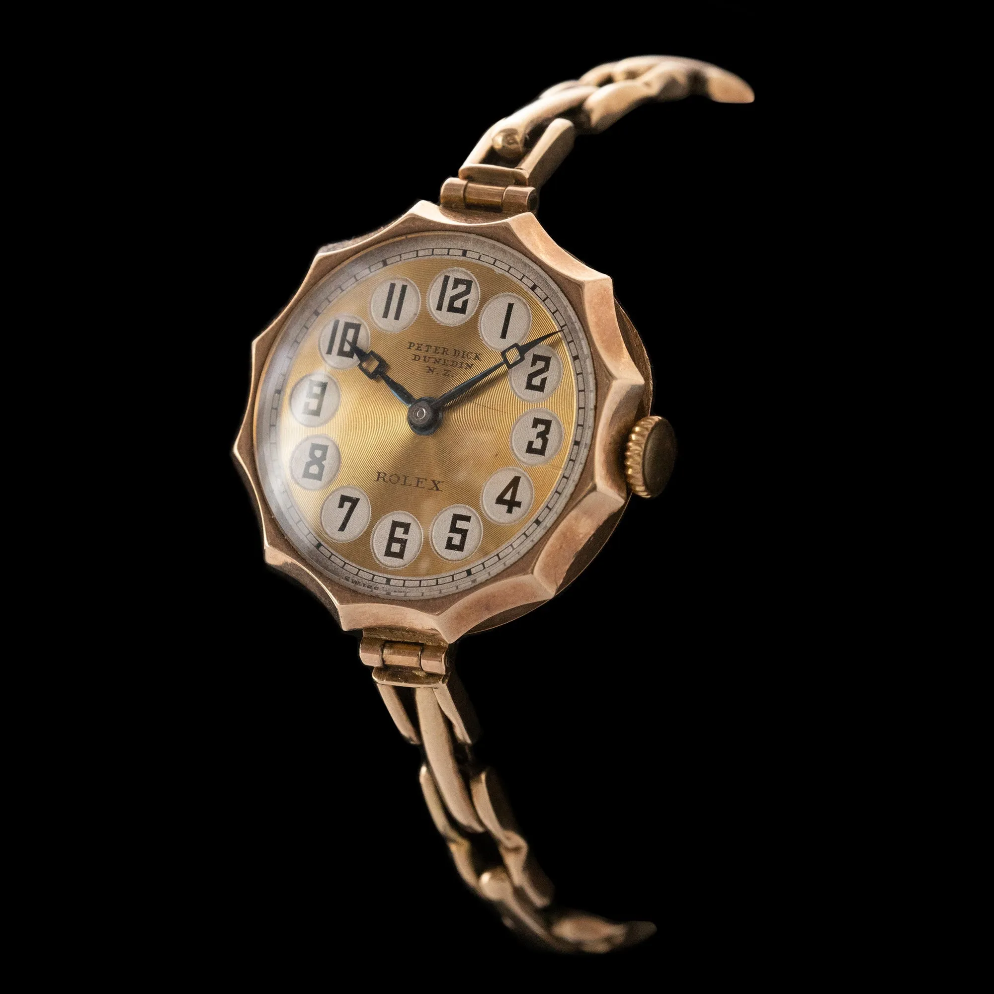 Rolex - 1920's 9kt Gold Cocktail Watch from Dunedin Retailer 'Peter Dick'